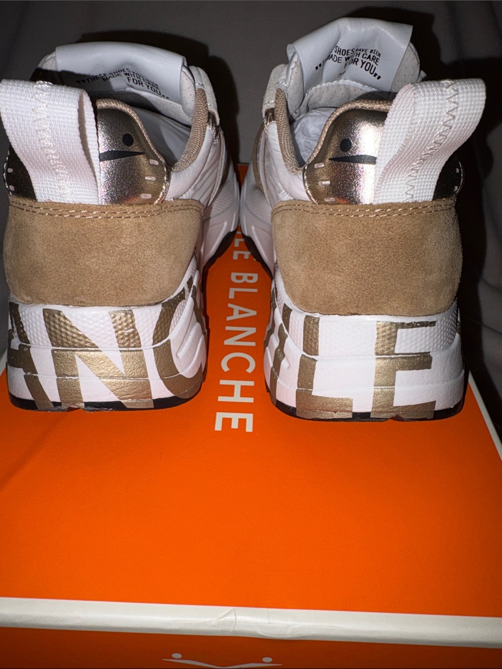 NWT VOILE BLANCHE CLUB105 Suede and Nylon Sneaker in Caramel - White - Picture 10 of 14